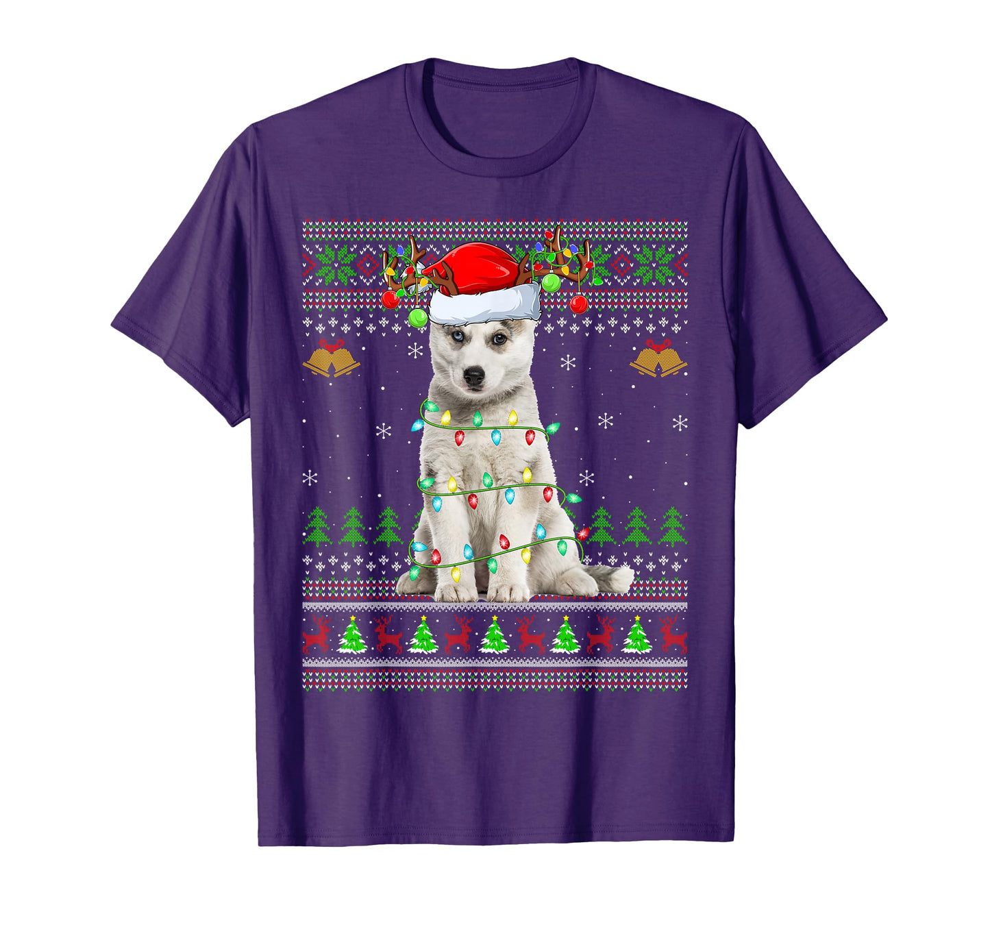 Siberian Husky Dog Ugly Christmas Sweater Holiday Santa Xmas T-Shirt