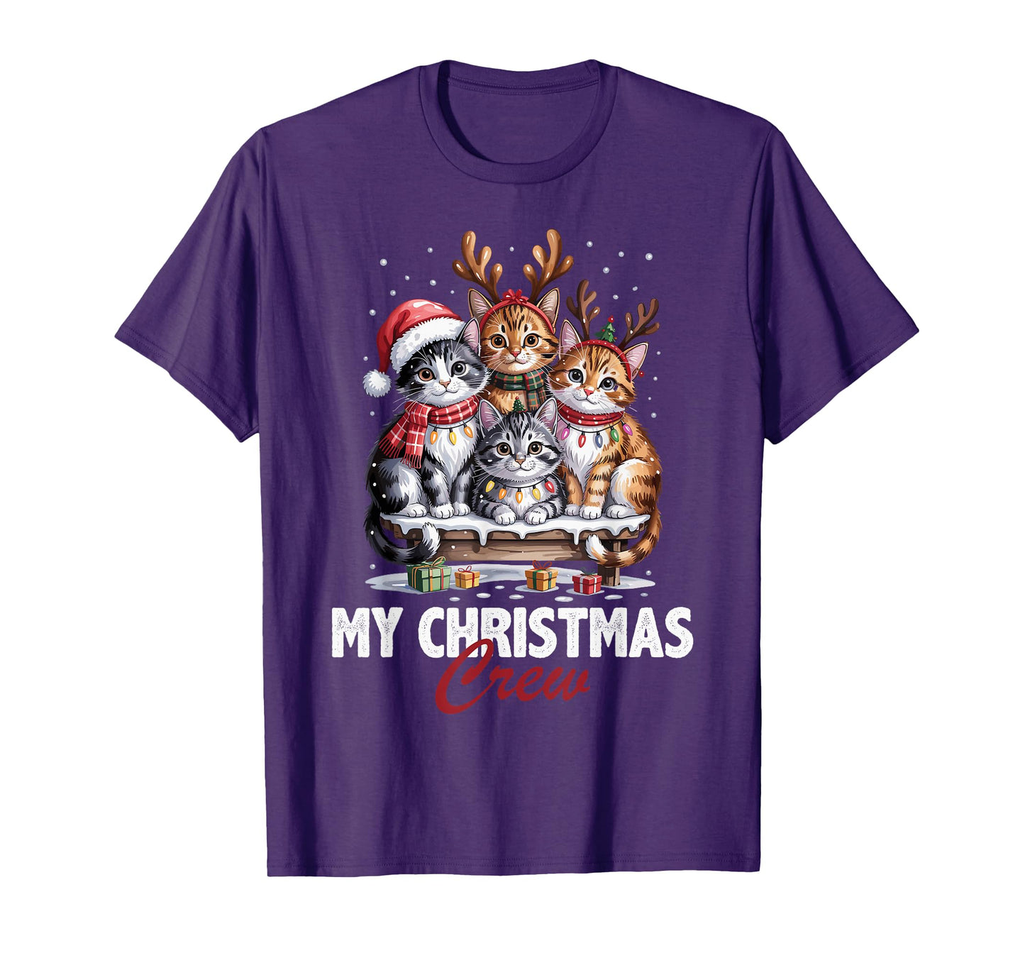 Cat Christmas Crew Cute Pet Lovers Funny Holiday Pajama T-Shirt