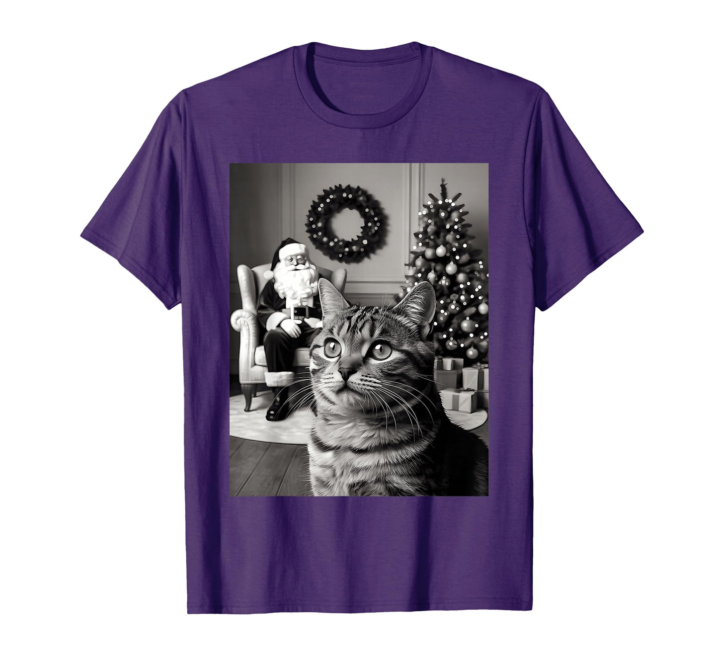 Christmas Santa Claus Merry X-Mas Funny Cat Selfie Cat Lover T-Shirt