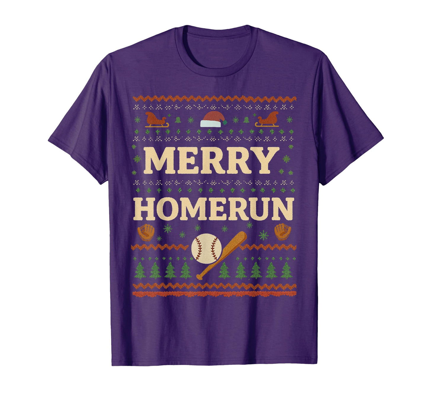 Merry Homerun Baseball Xmas Holiday Funny Christmas T-Shirt