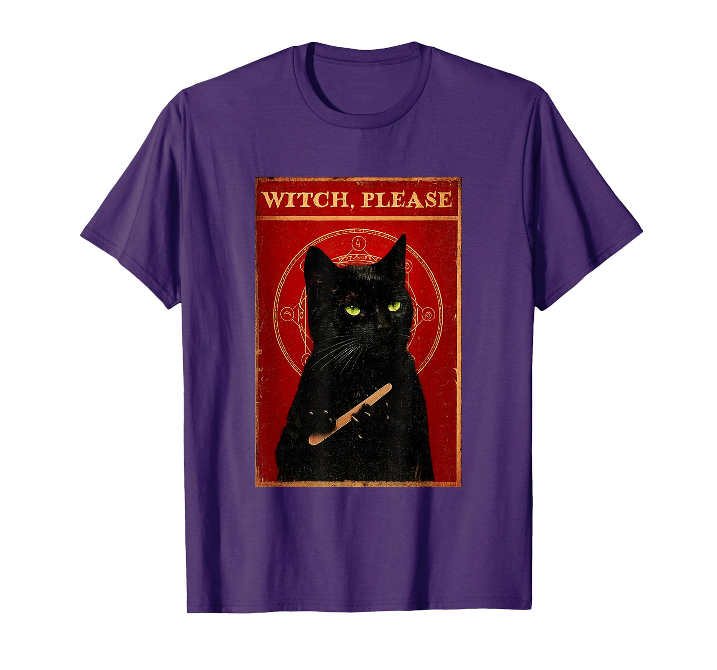 Black Cat Witch Please Funny Halloween Design T-Shirt