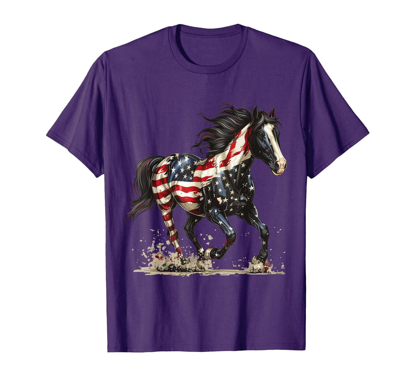 Patriotic Horse USA Flag Vintage Horse 4th Of July Women Men T-Shirt