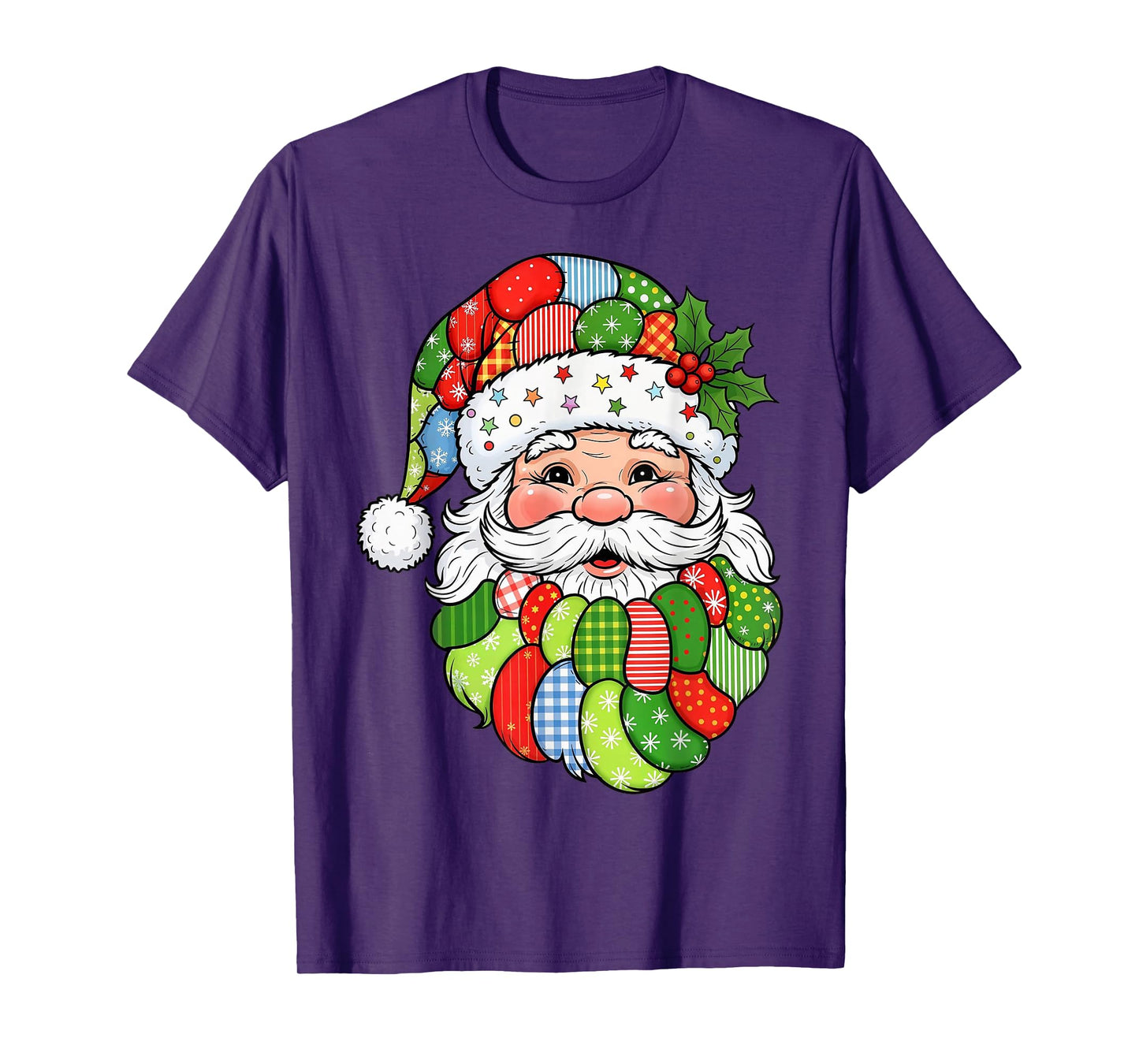 Patchwork Santa Claus Retro Christmas Funny Men Woman Kid T-Shirt