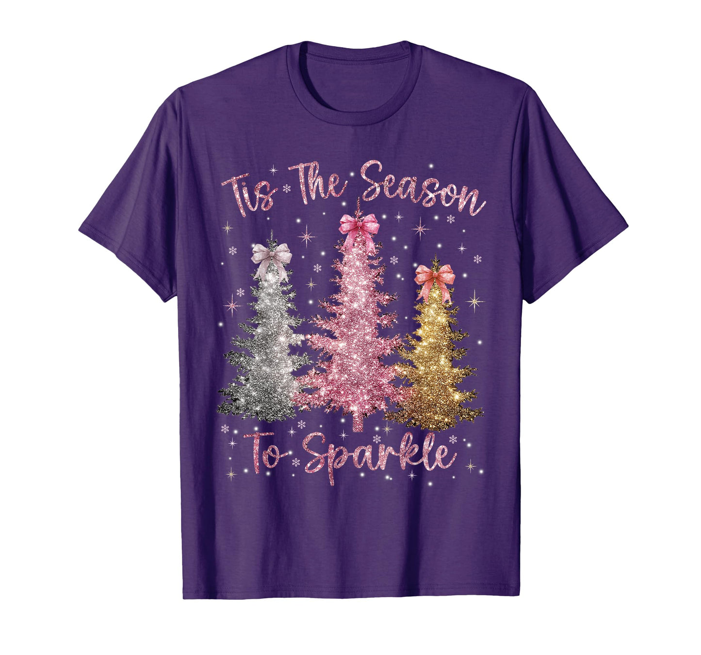 Tis The Season Sparkle Christmas Tree Xmas Women Girl T-Shirt