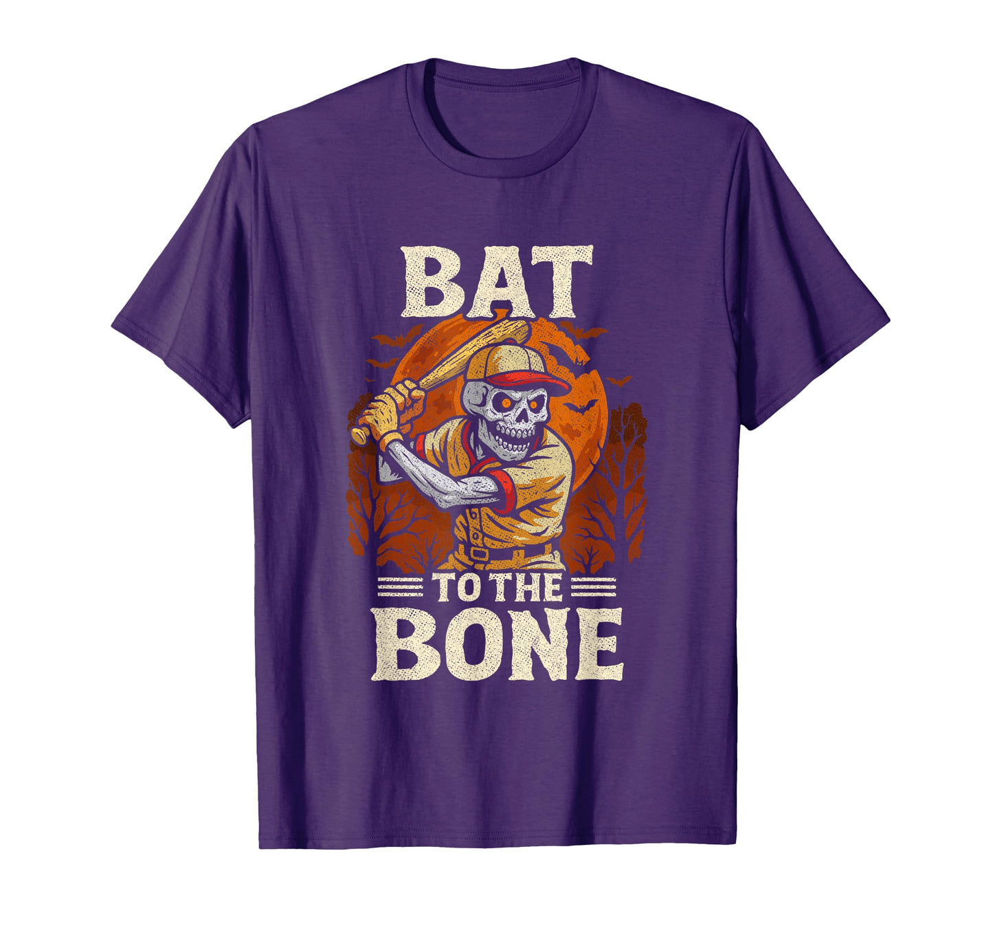 Halloween Bat Baseball Costume - Baseball Skeleton Halloween T-Shirt