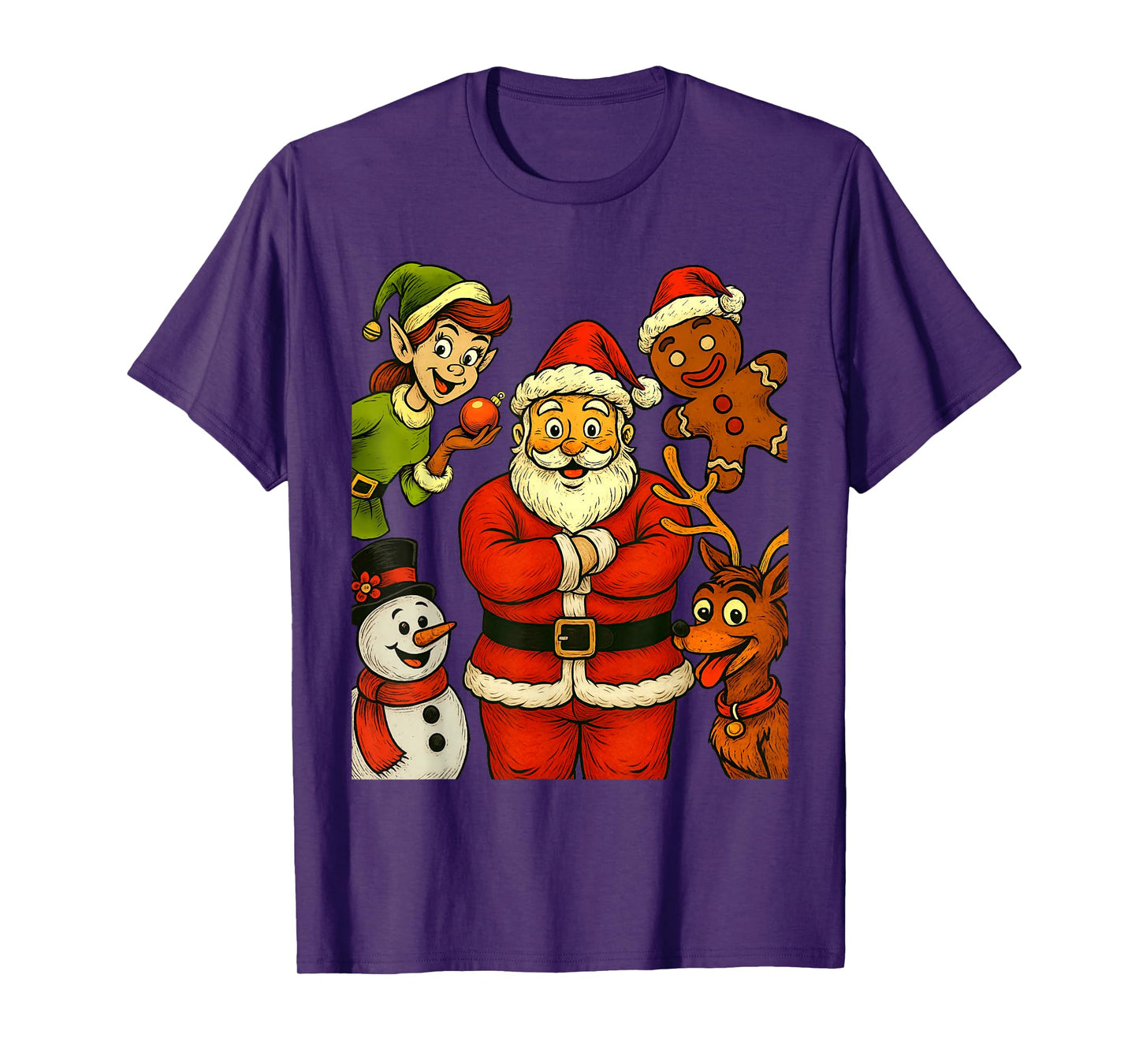 Santa Squad Elf Reindeer Gingerbread Snowman Christmas Xmas T-Shirt