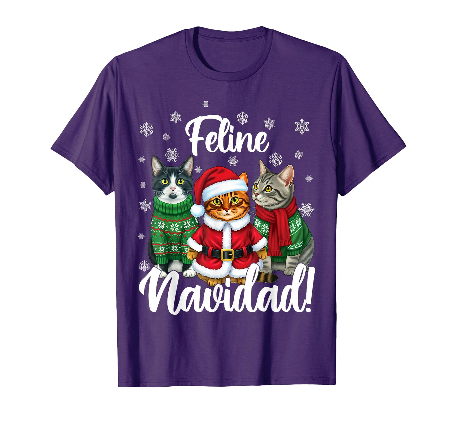 Feline Navidad Funny Cat Merry Christmas Ugly Christmas T-Shirt
