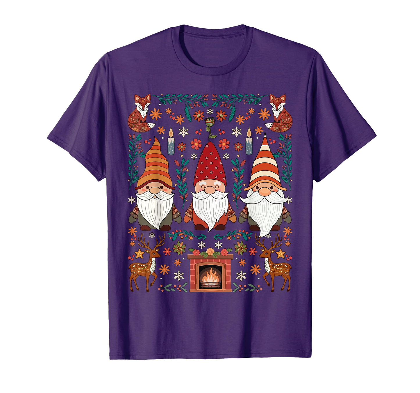Gnomes Nordic Hygge Folk Art Yuletide Scandinavian Christmas T-Shirt