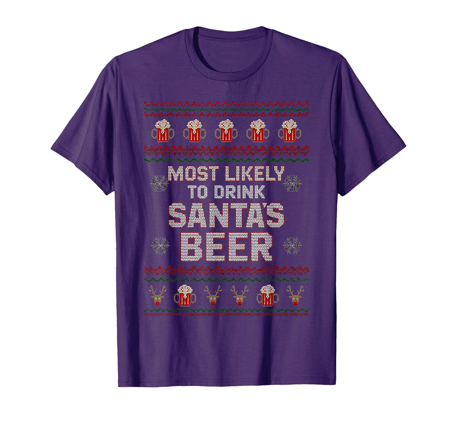 Most Likely to Drink Santa's Beer Ugly Christmas Sweater T-Shirt