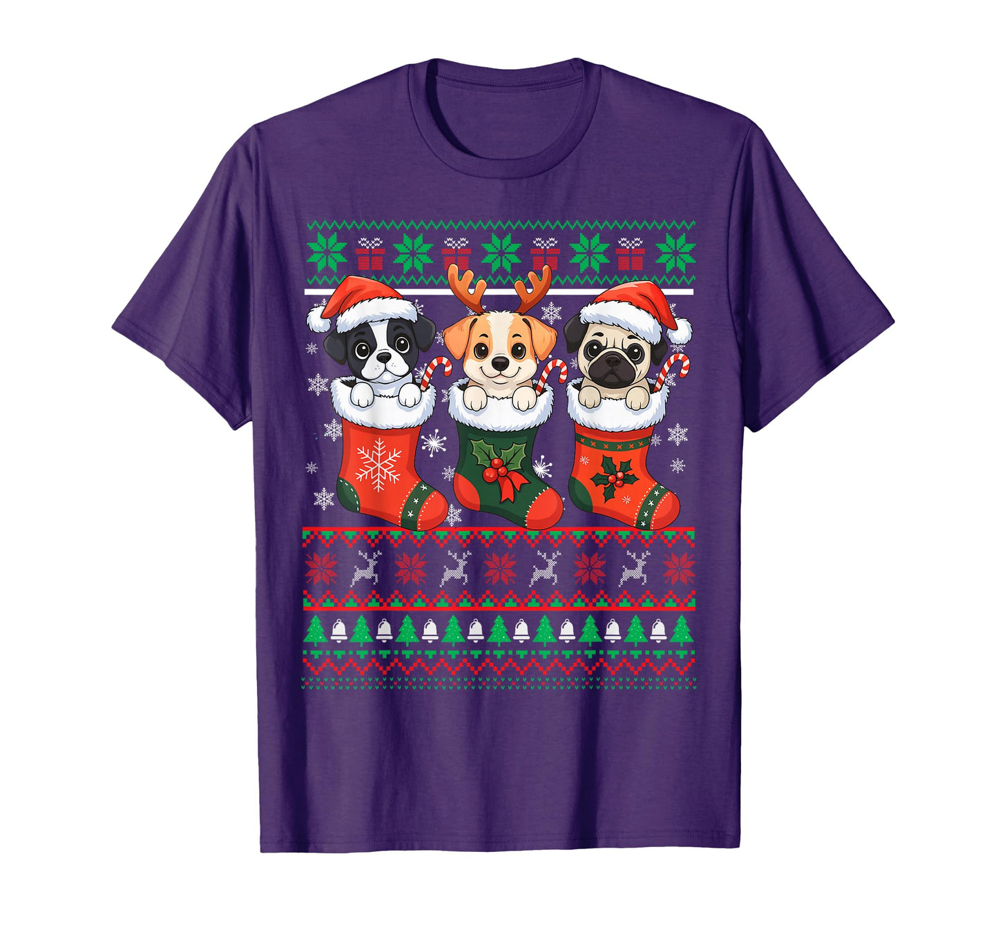 Cute Dog Christmas Santa Funny Christmas Xmas Dog Men Women T-Shirt