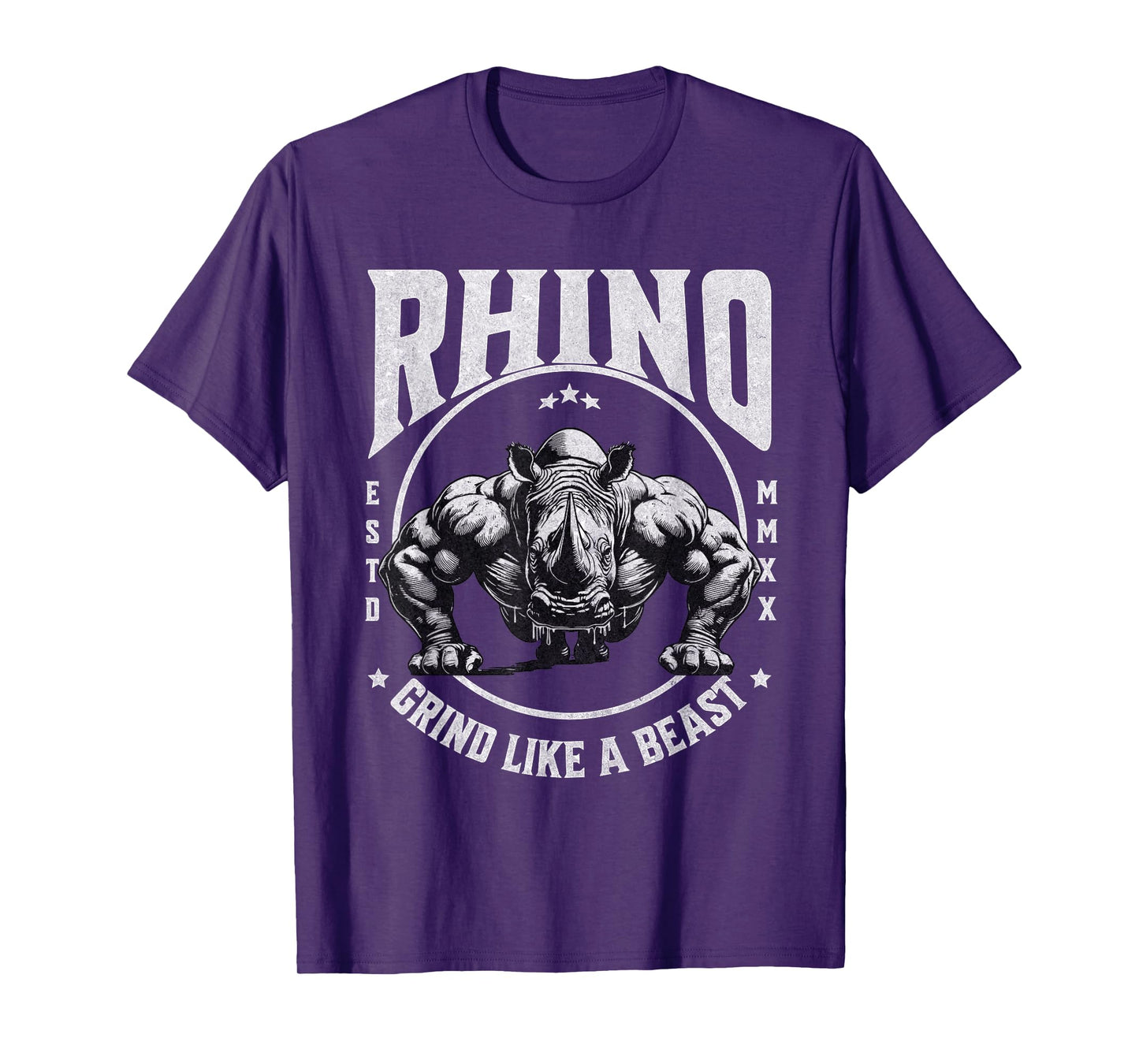 Rhino Grind Like a Beast Pushup Gym Motivation Workout T-Shirt