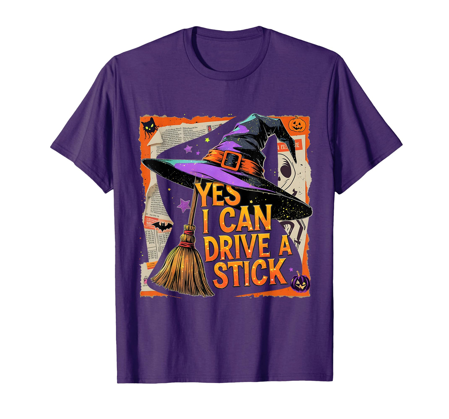 Yes I Can Drive a Stick Funny Halloween Witch Gift T-Shirt