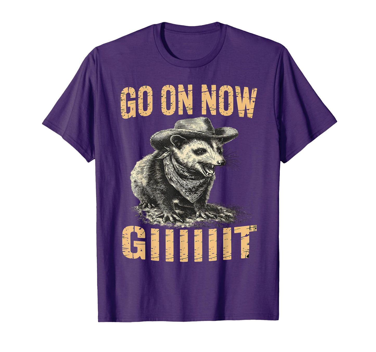 Western Country Cowboy Go On Now Git Vintage Western Opossum T-Shirt
