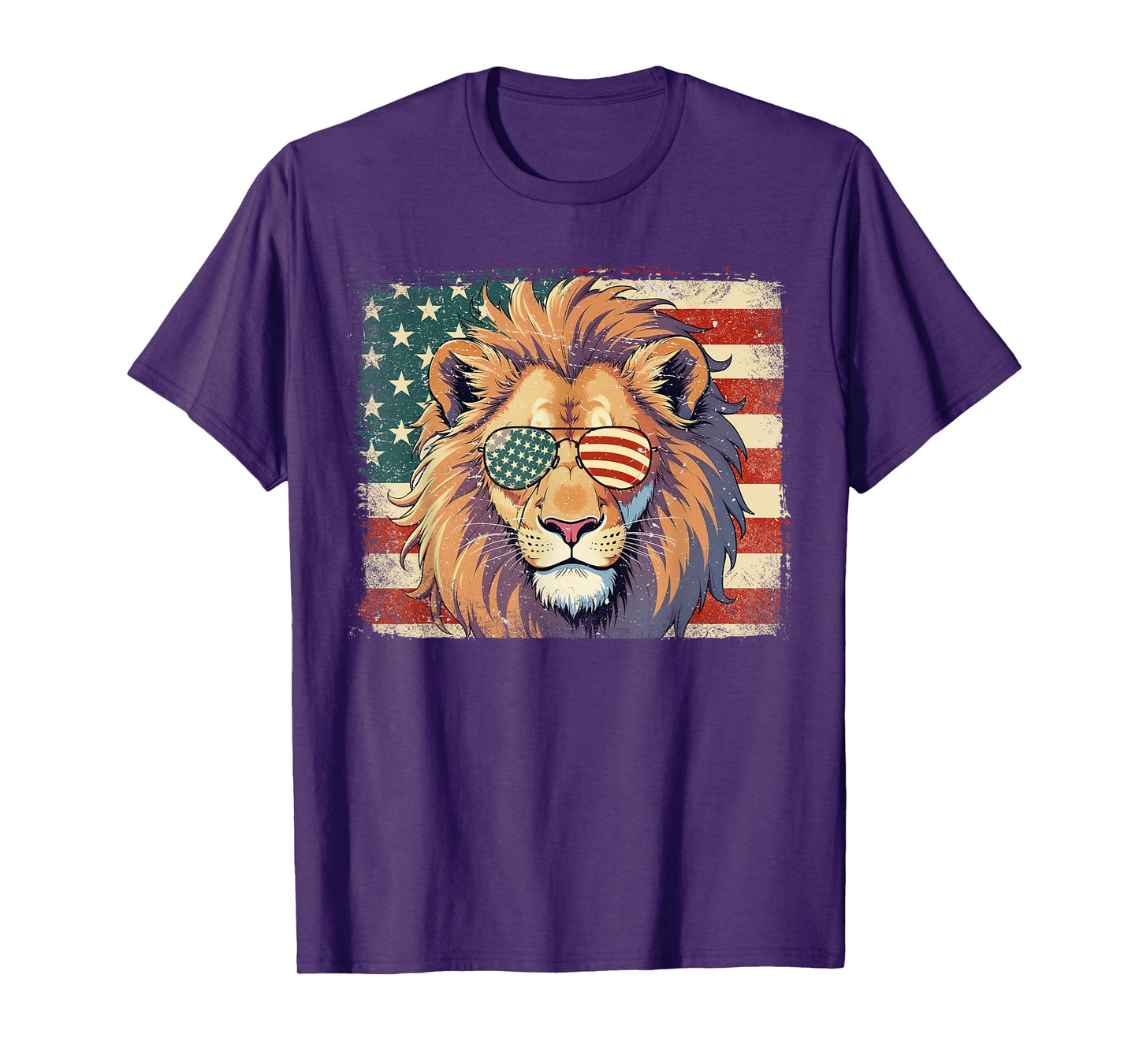 Patriotic Lion Lover USA Flag 4th Of July Funny T-Shirt