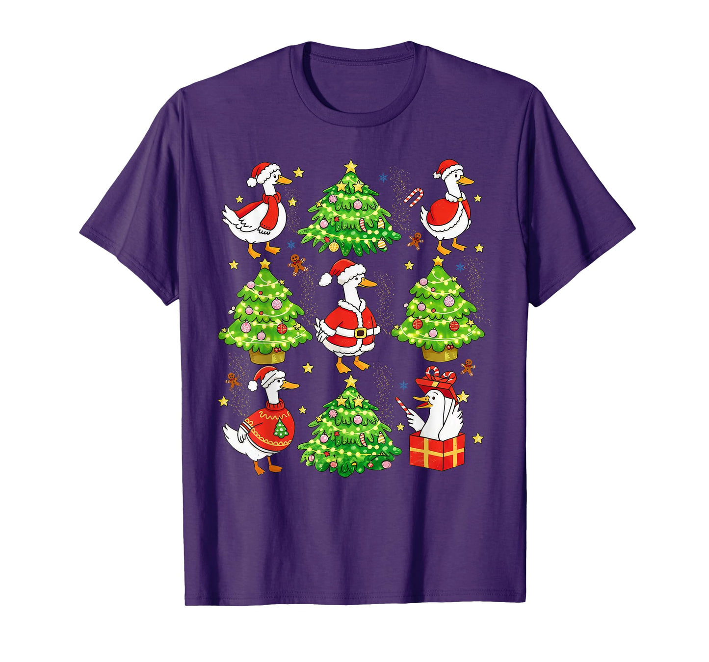 Silly Goose Christmas Santa Goose Xmas Tree Lights Holiday T-Shirt