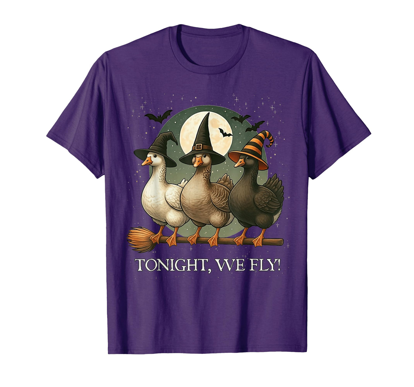 Tonight We Fly Funny Goose Spooky Season Farm Halloween T-Shirt