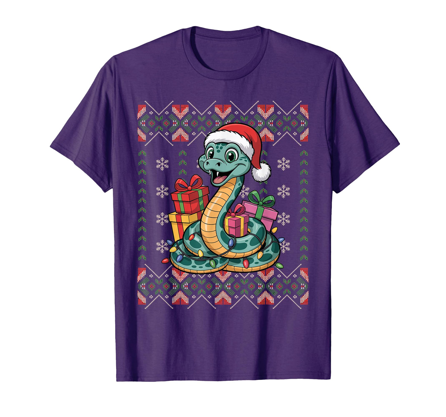 Santa Snake Christmas Ugly Sweater Funny Holiday Pajamas T-Shirt