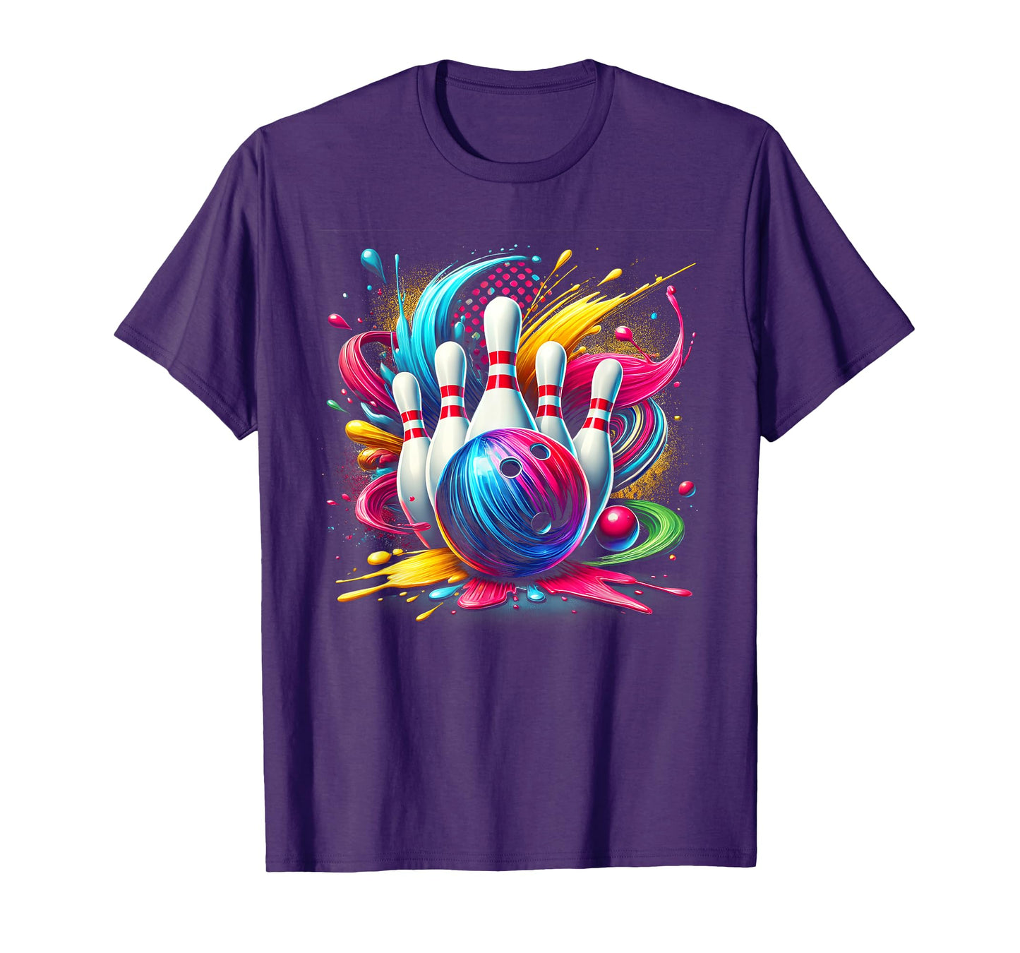 Colorful Bowling Game Day Bowling Flames Ball T-Shirt