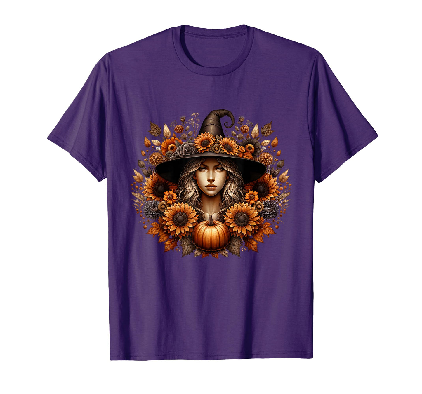 Spooky Autumn Blooms Sunflower Festival Undead Witch byEBhm T-Shirt
