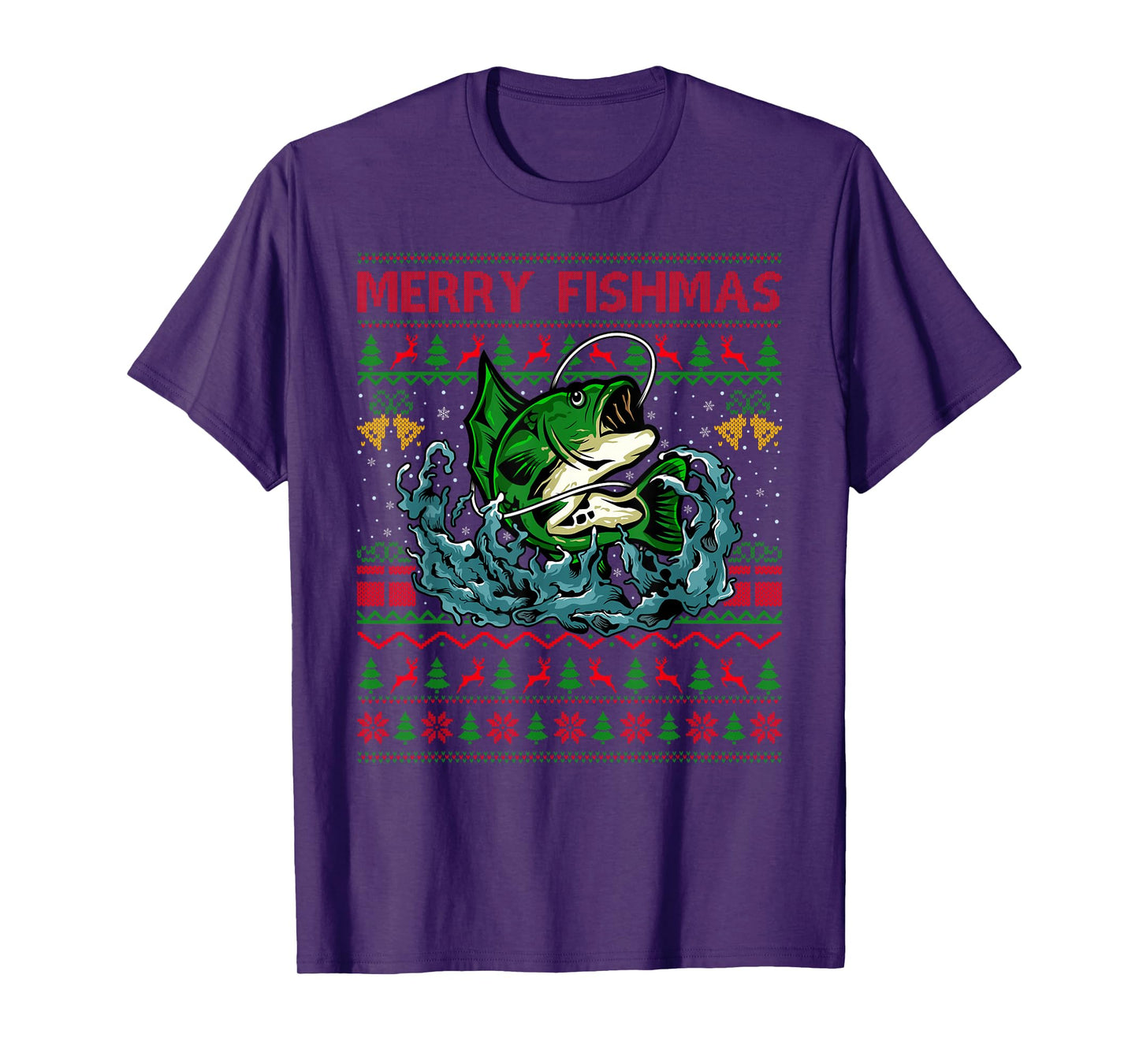 Fishing Ugly Christmas Sweaters Xmas Pajamas Merry Fishmas T-Shirt