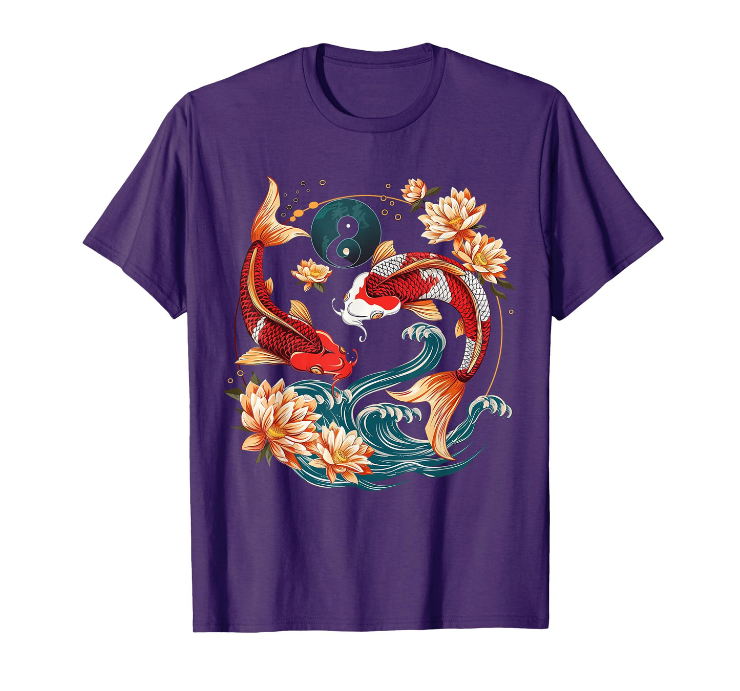 Japanese Koi Fish Vintage Lotus Flowers T-Shirt