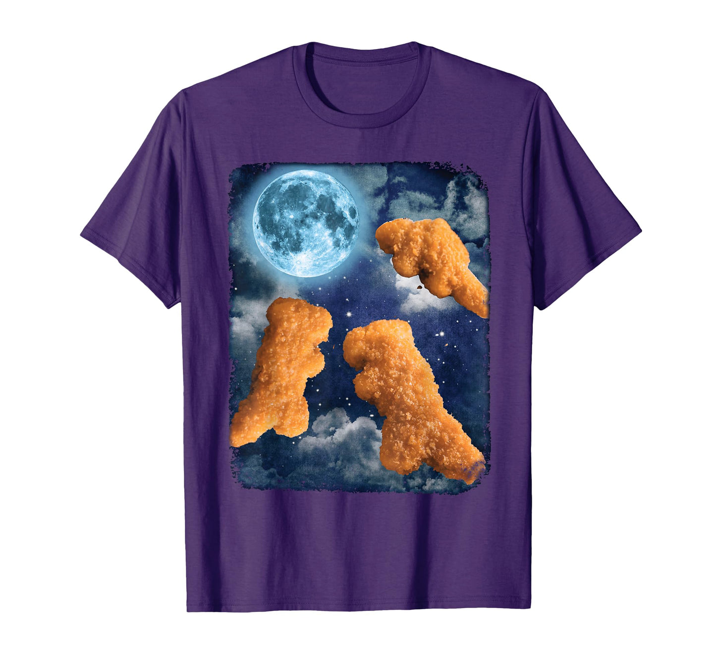 Funny Food Tees Dinosaur Chicken Nuggets Howling At The Moon T-Shirt