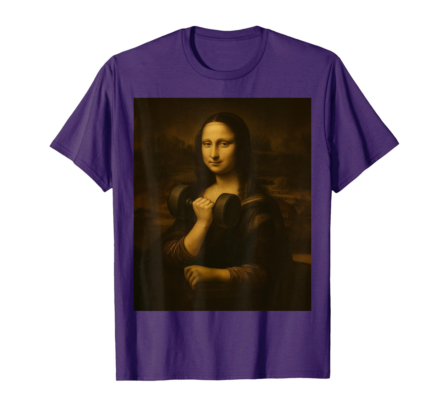 Funny Mona Lisa Dumbbell Curl Muscle Fitness Gym Lover T-Shirt
