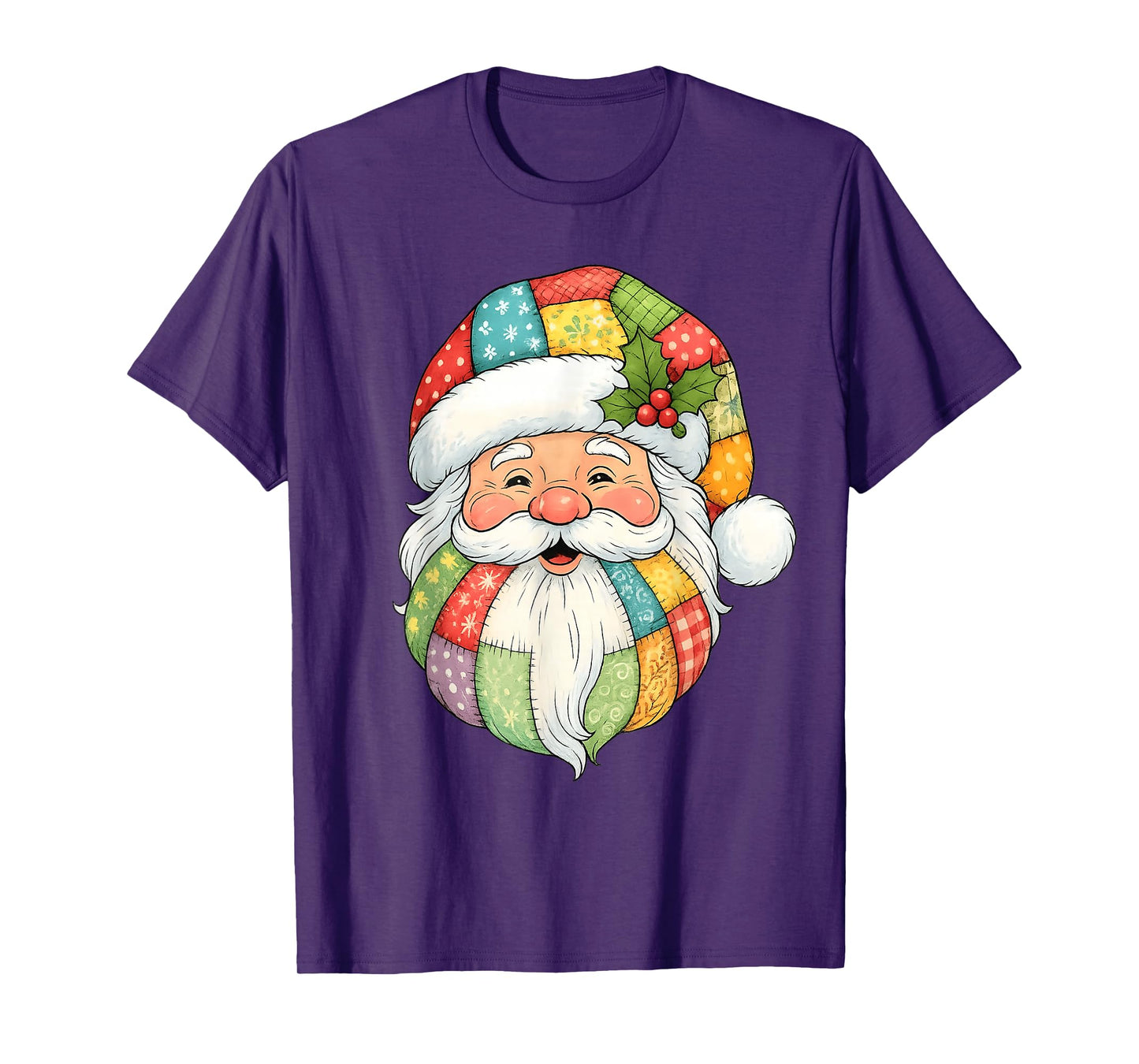 Retro Vintage Patchwork Santa Claus Christmas Men Women Kids T-Shirt