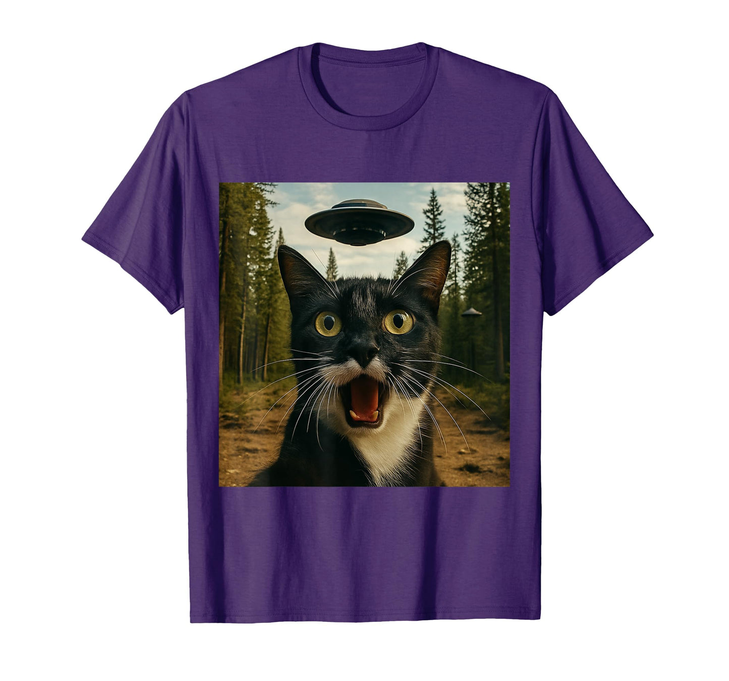 Extraterrestrial Encounter: Cat Selfie with UFO T-Shirt