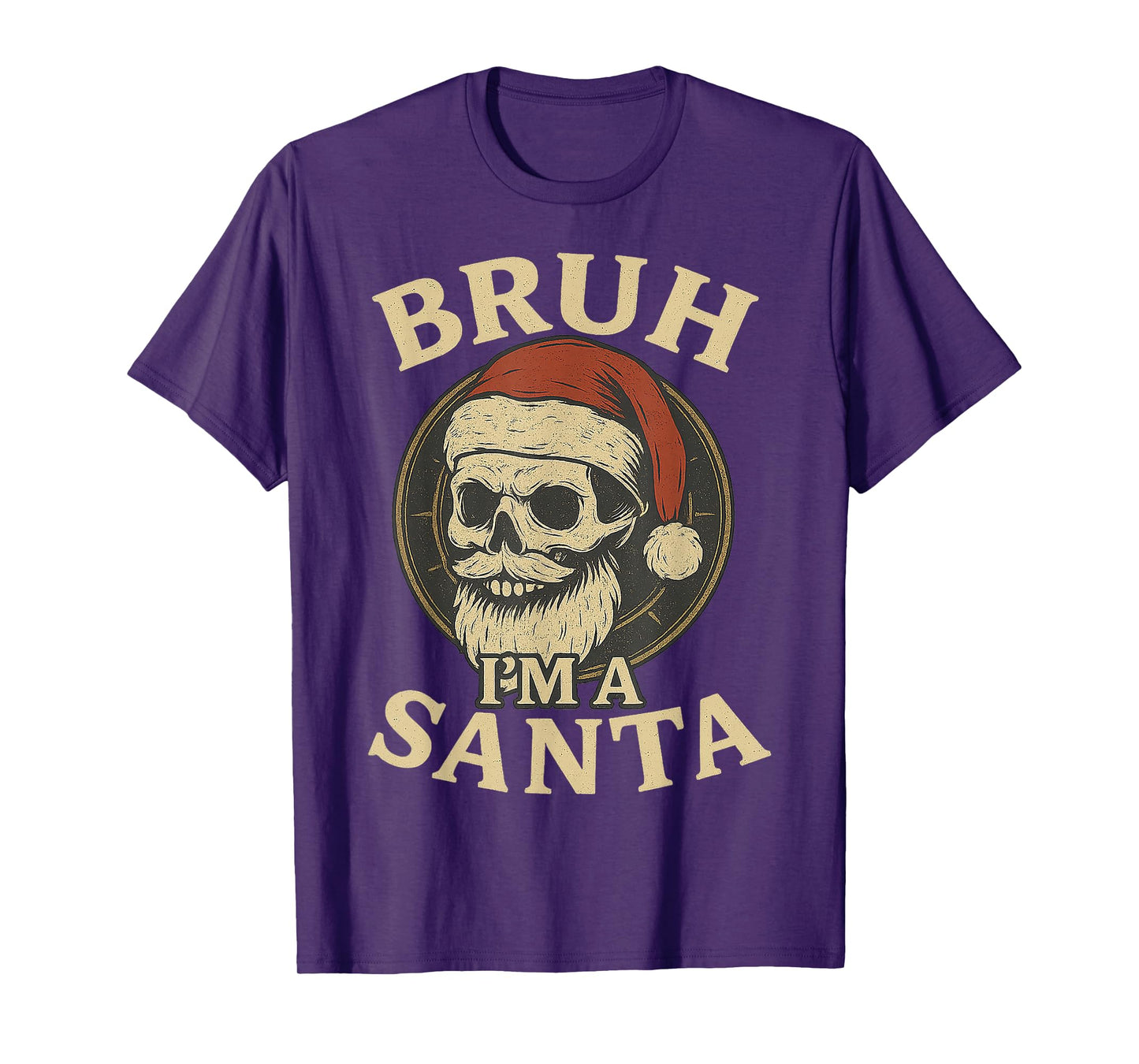 Bruh I'm a Santa Skull Funny Meme Gifts Halloween Costume T-Shirt