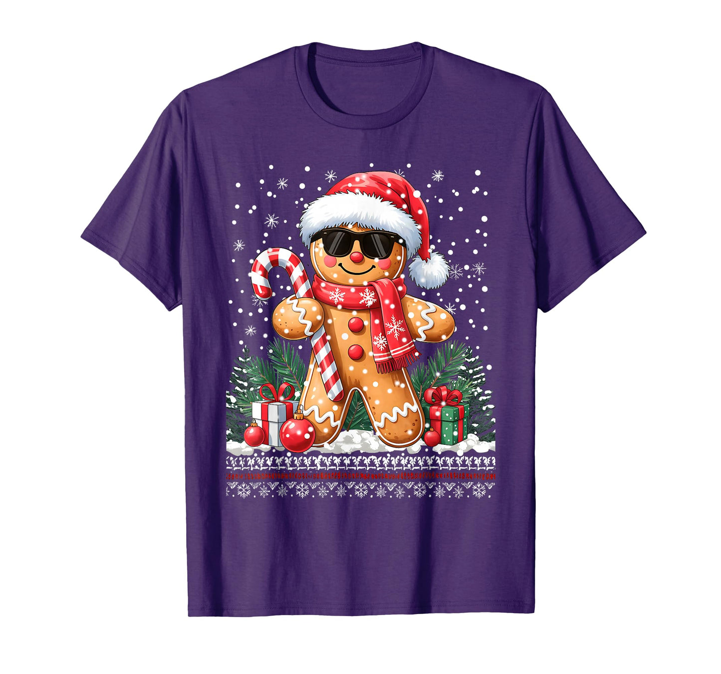 Cool Gingerbread Ugly Sweater Santa Hat Christmas Xmas Boy T-Shirt