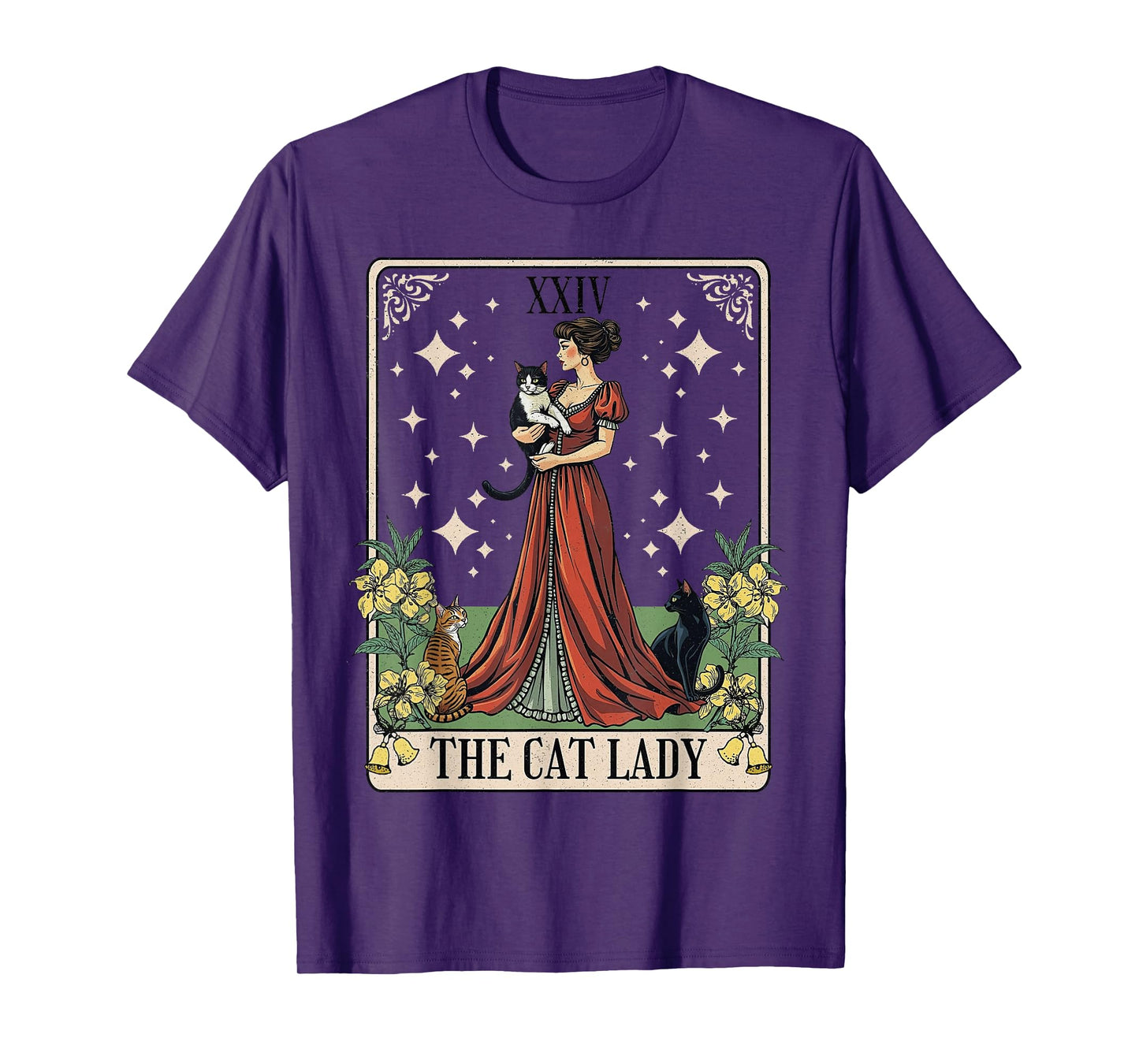 The Cat Lady Tarot Card, Vintage Gothic Cat Women Cat Mom T-Shirt