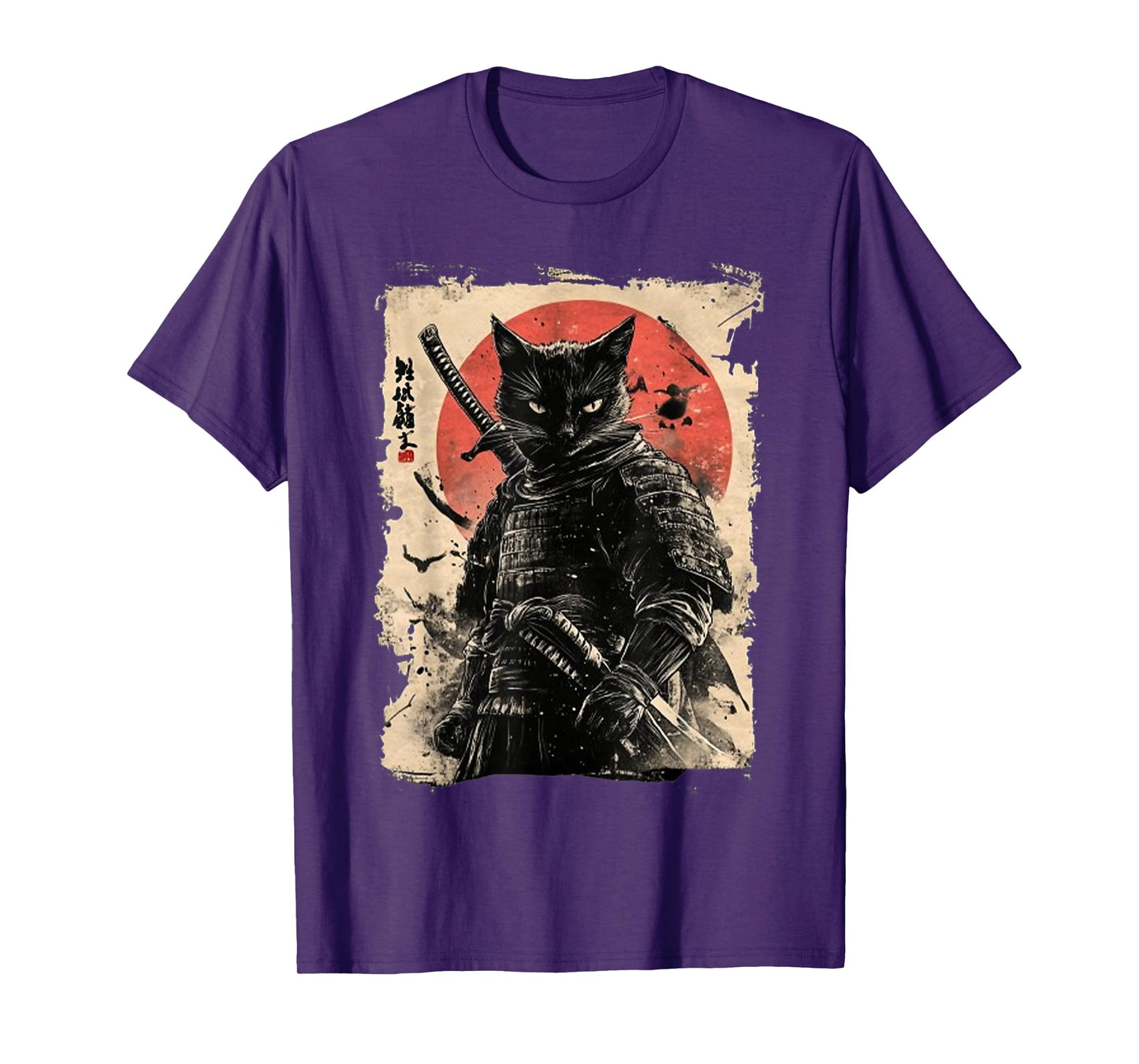 Vintage Japanese Art anime graphic samurai cat warrior T-Shirt for Men Women Kids