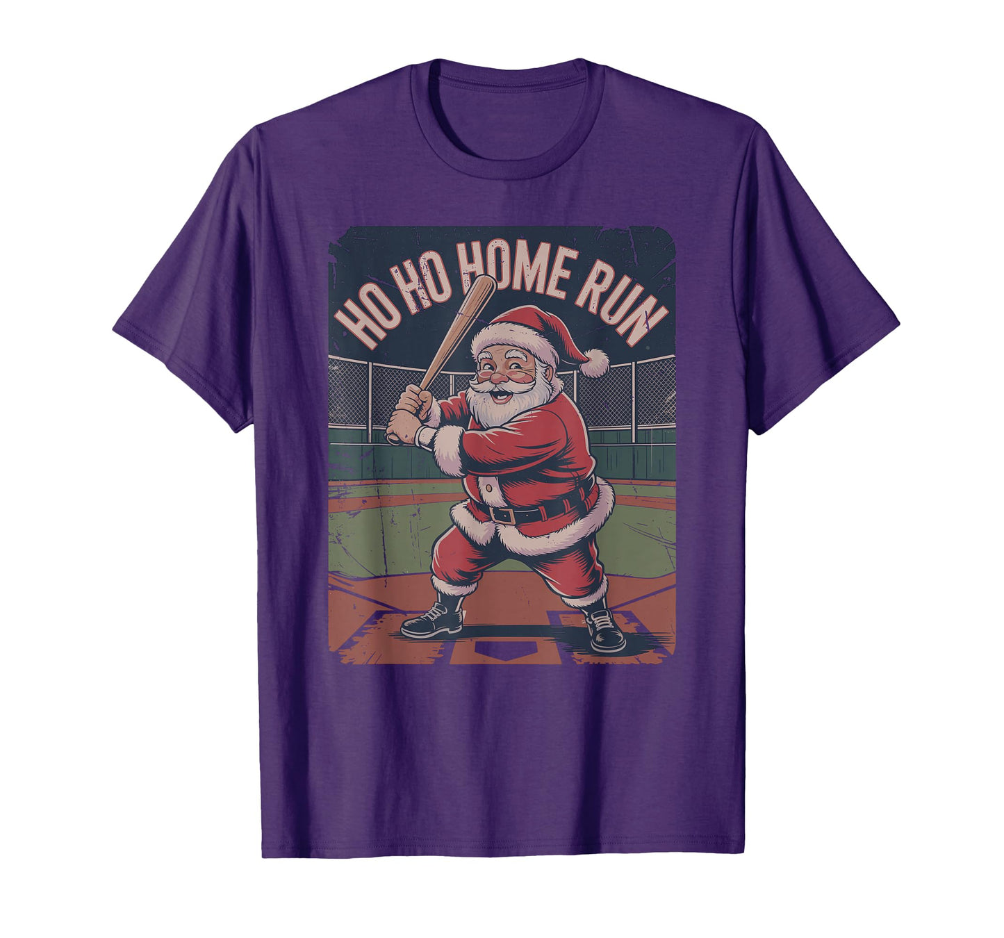 Vintage Santa Playing Baseball Retro Christmas Holiday T-Shirt