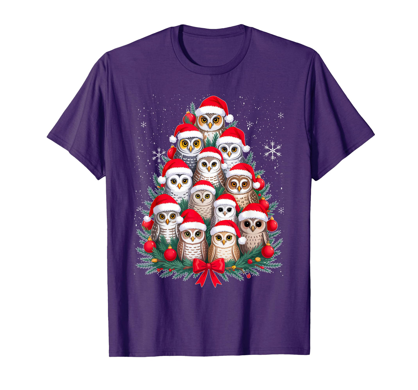 Cute Cartoon Santa Claus Owls Christmas Tree Birdorable Prem T-Shirt