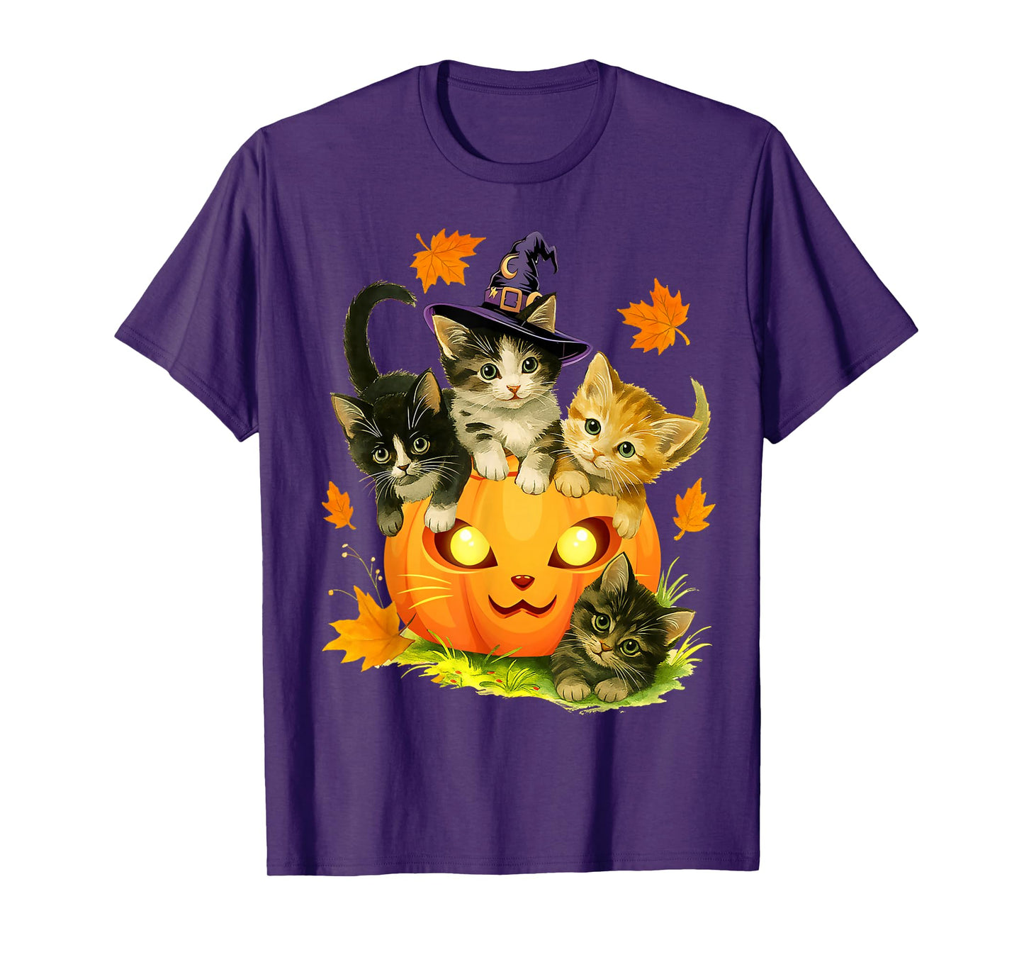 Cute Cat Pumpkin Witch Halloween Spooky Season T-Shirt