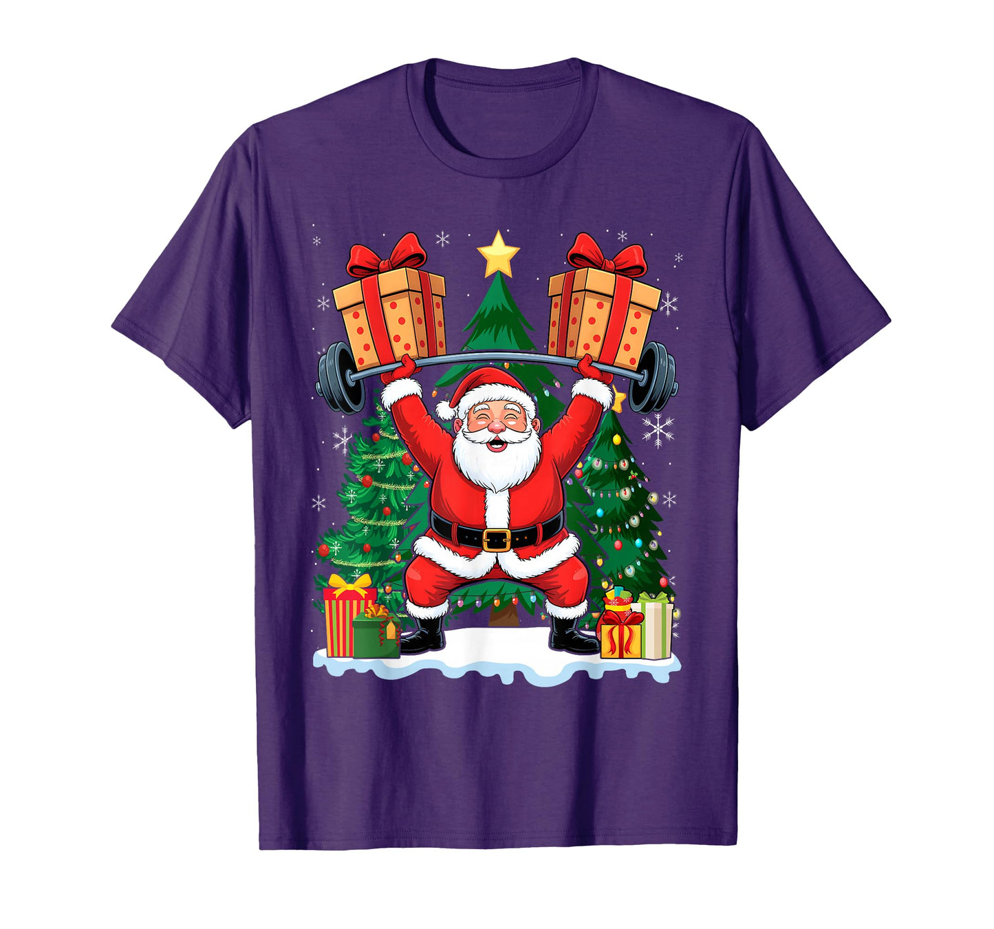 Santa Weight Lifting Christmas Exercise Gym T-Shirt