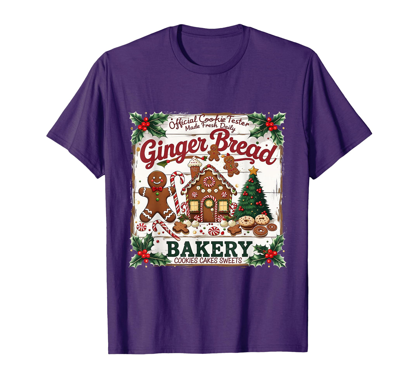 Gingerbread Bakery Christmas Cookie Dealer Holiday Vintage T-Shirt