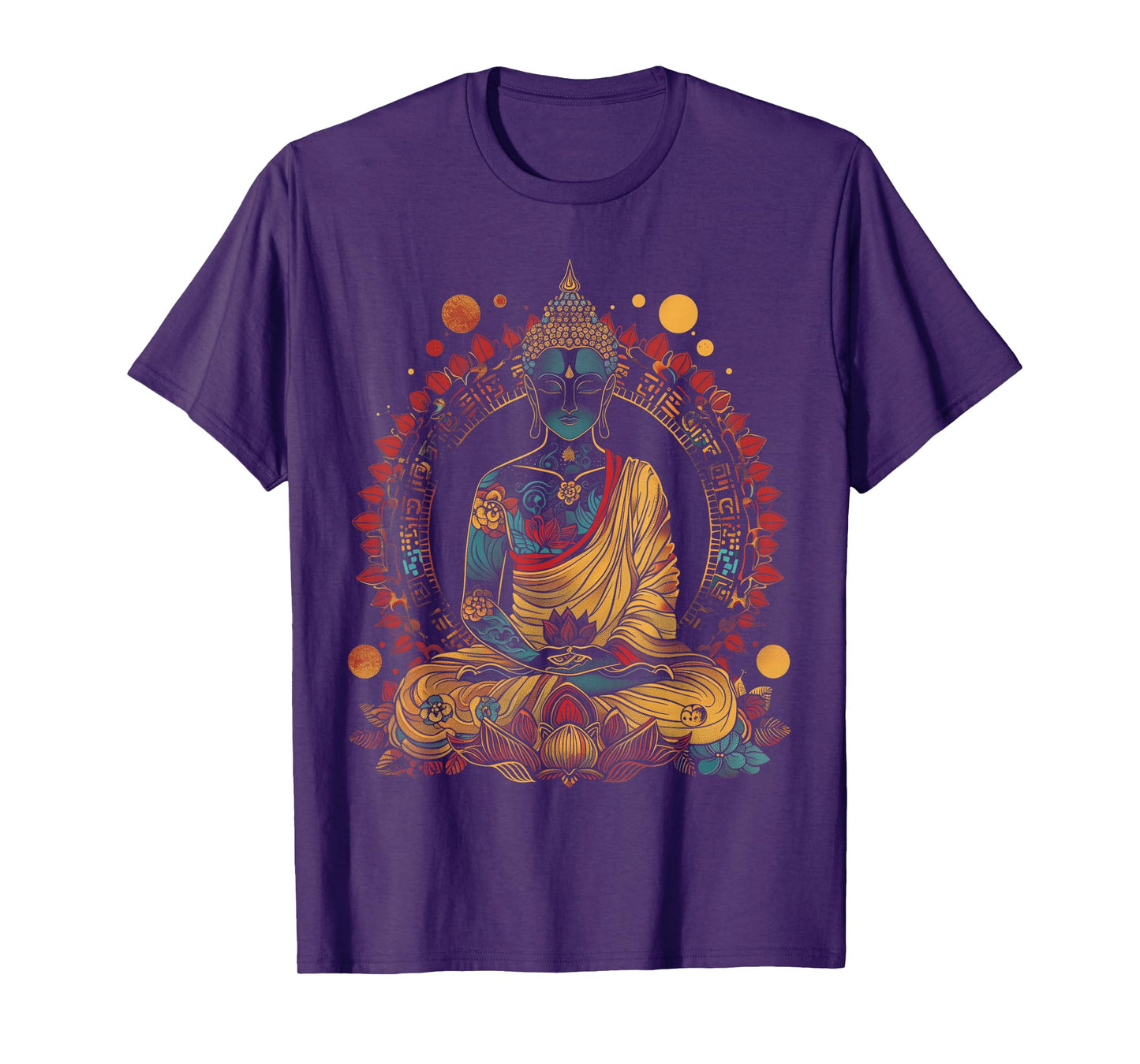 Buddha Vintage Flowers Zen Buddhist Buddhism Yoga Spiritual T-Shirt