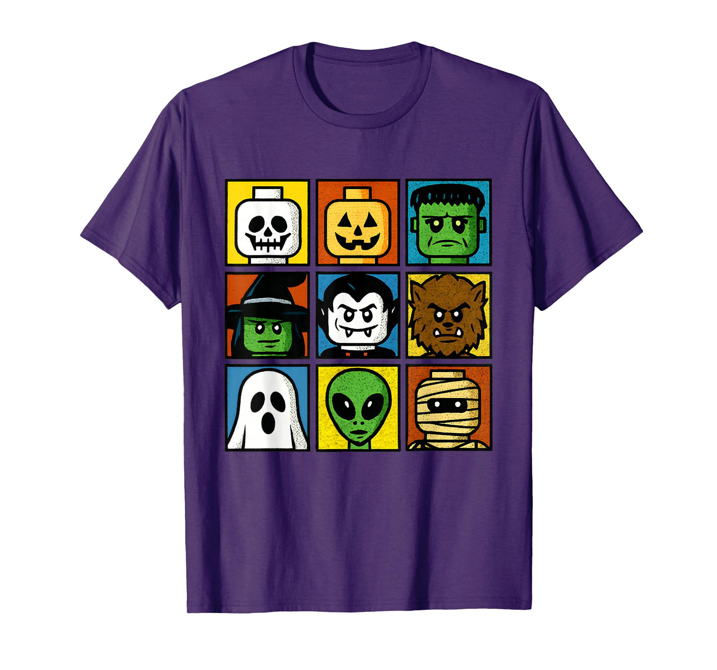 Halloween Building Brick Head Costume Funny Face Kids Boys T-Shirt