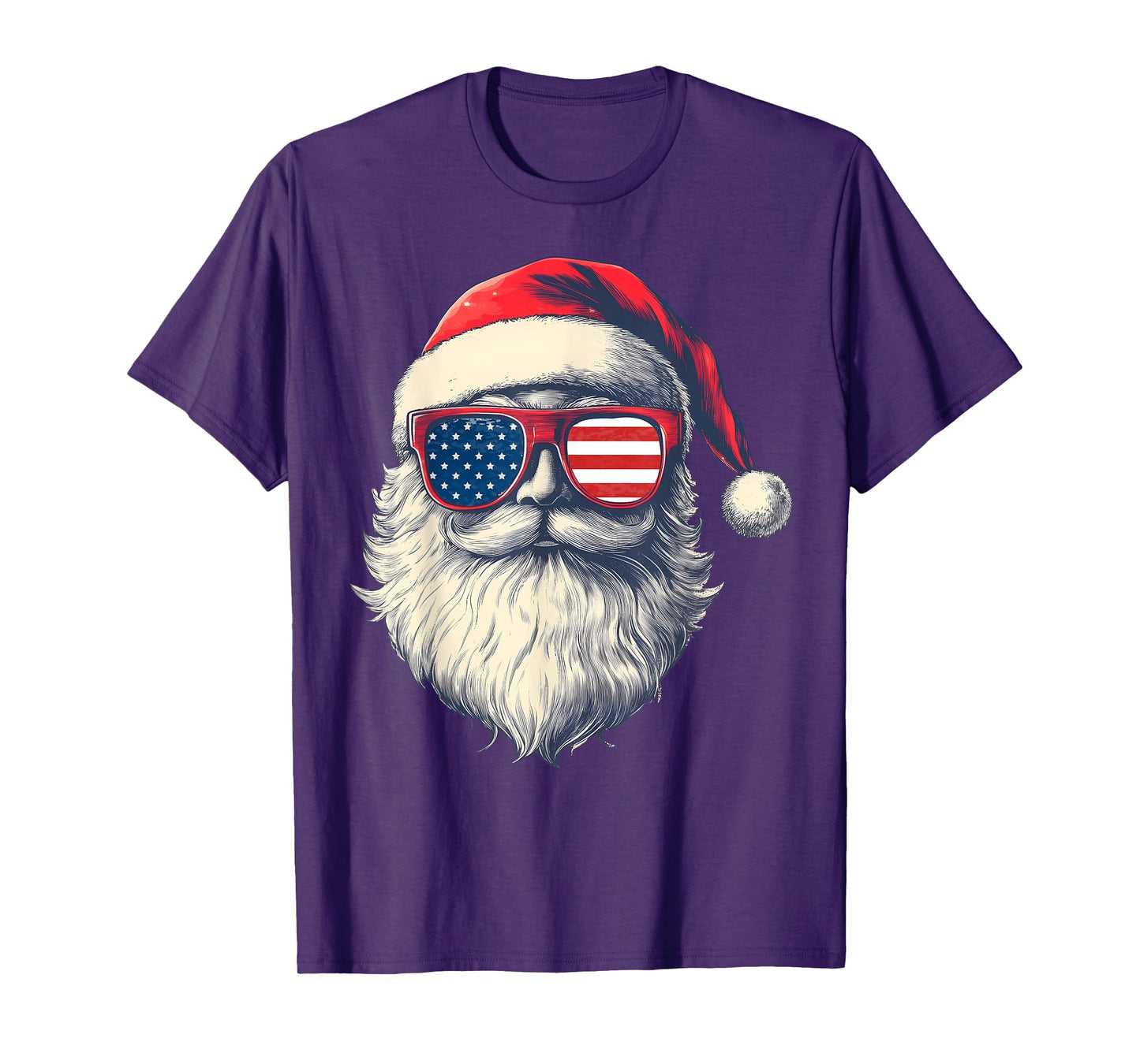 Santa Claus Patriotic USA Sunglasses Christmas in July Santa T-Shirt