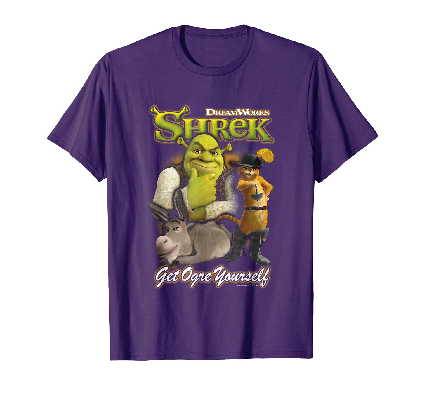 Shrek Get Ogre Yourself Donkey Shrek Puss In Boots 90's Logo T-Shirt