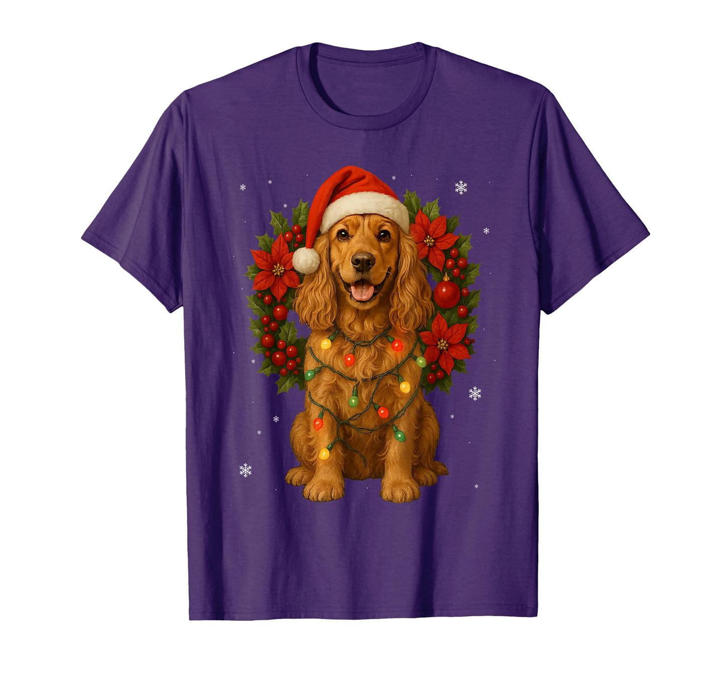 Cocker Spaniel Christmas Dog Festive Wreath Xmas T-Shirt
