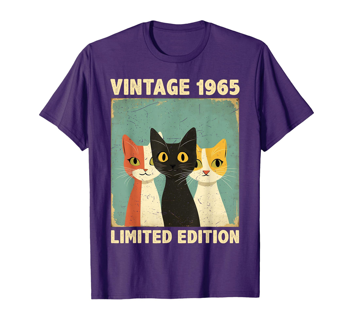 Funny 60 Years Old Gift Vintage 1965 Cat Lover 60th Birthday Men Women Kids T-Shirt