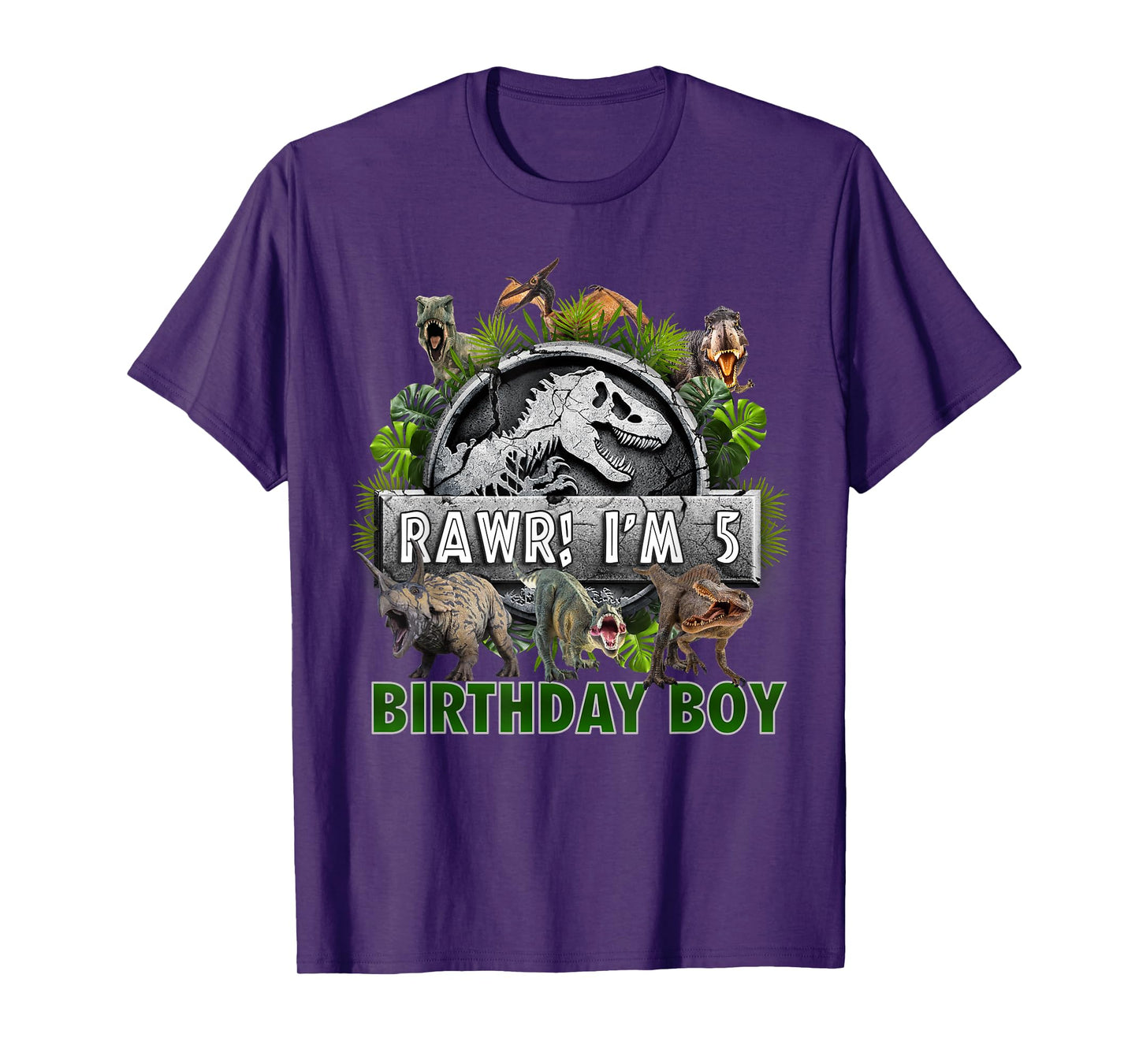 Kids 5 Year Old Shirt 5th Birthday Boy T Rex Dinosaur T-Shirt