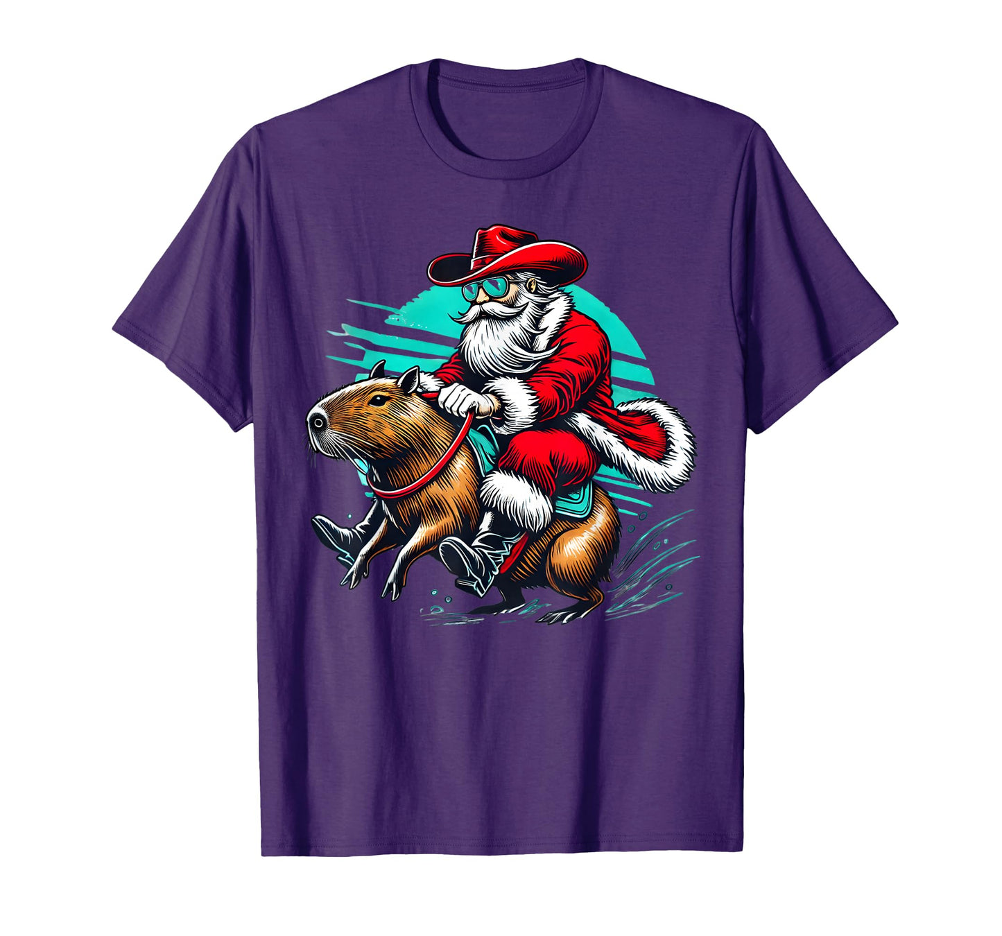 Santa Riding a Capybara Christmas Graphic T-Shirt