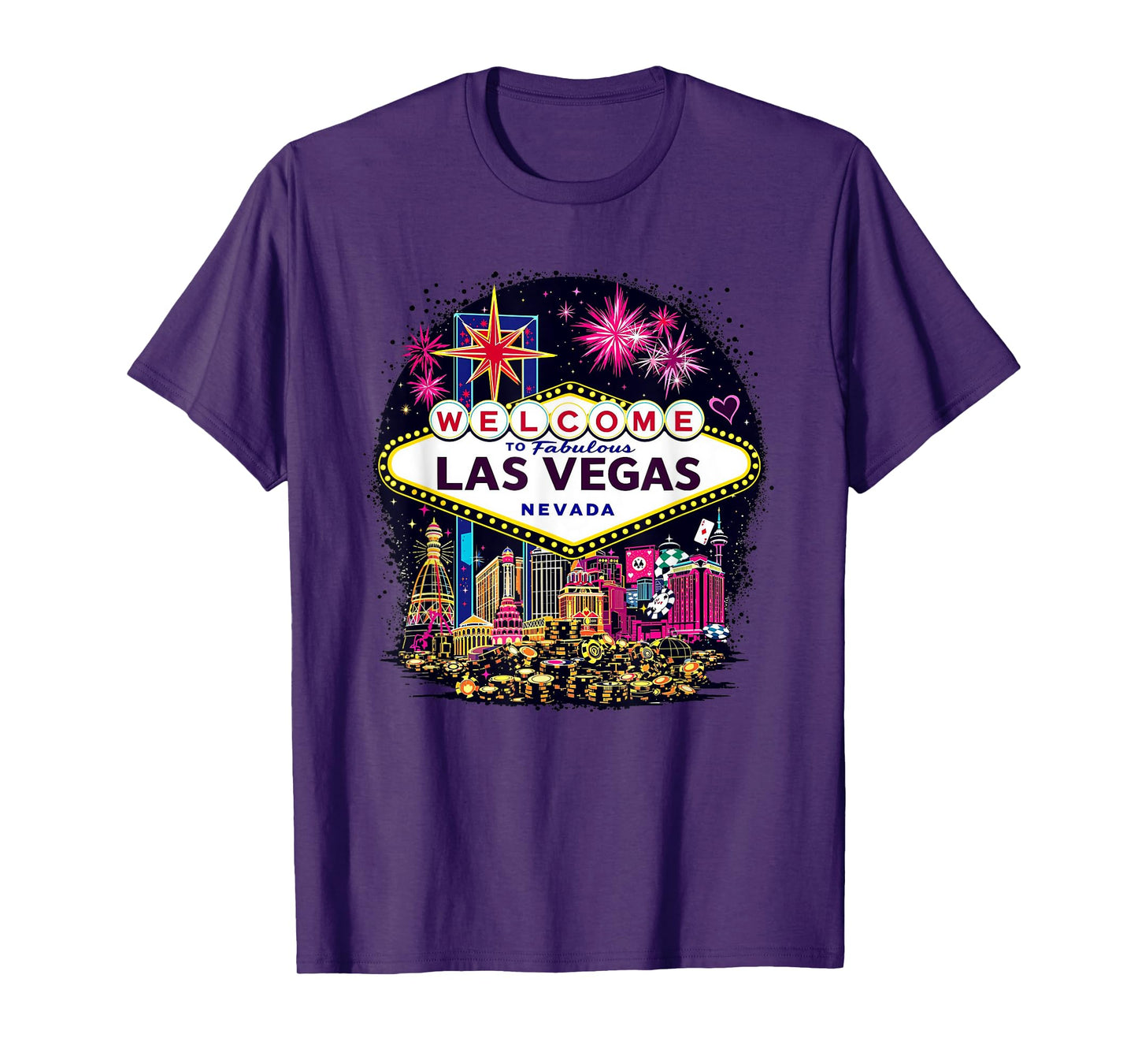 Vintage Las Vegas Nevada Sunset Skyline Cityscape T-Shirt