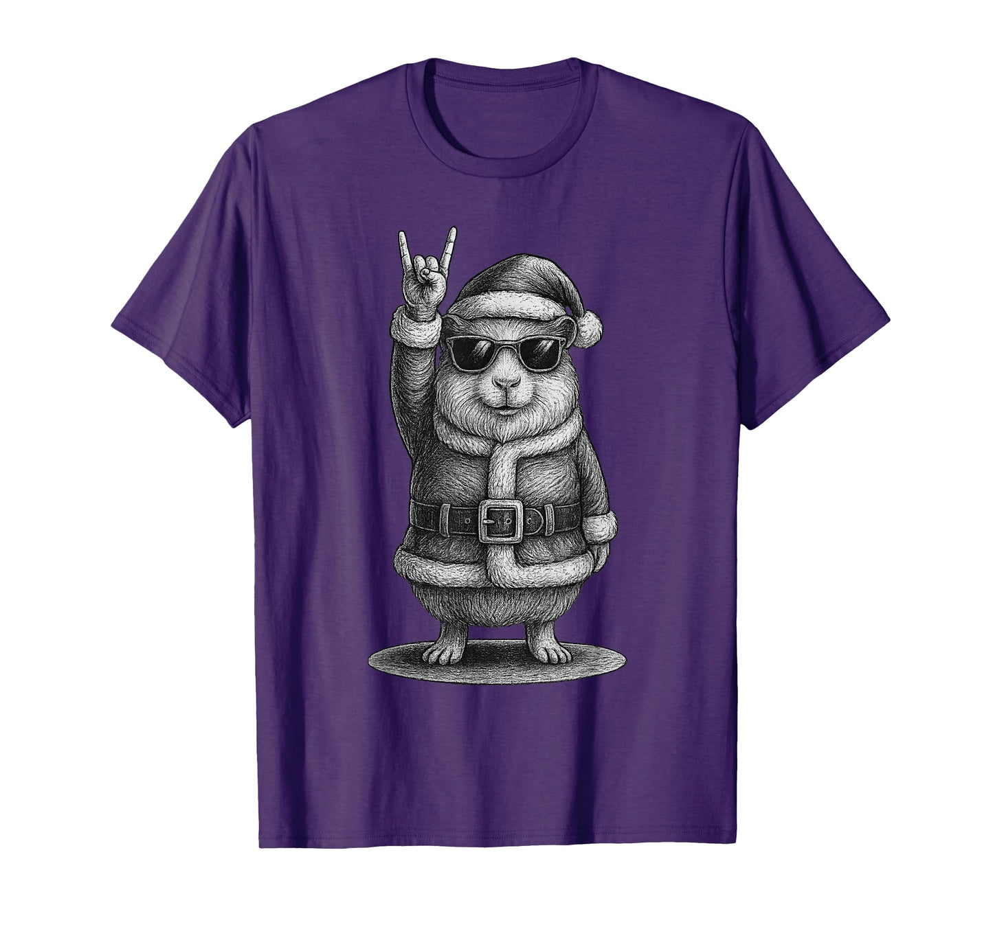 Guinea Pig Rock Music Christmas Pet Lover T-Shirt