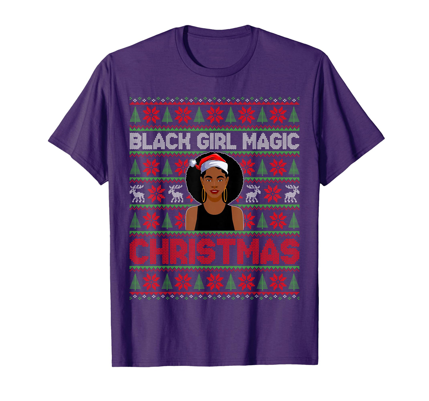 Ugly Sweater African American Black Girl Women Christmas T-Shirt