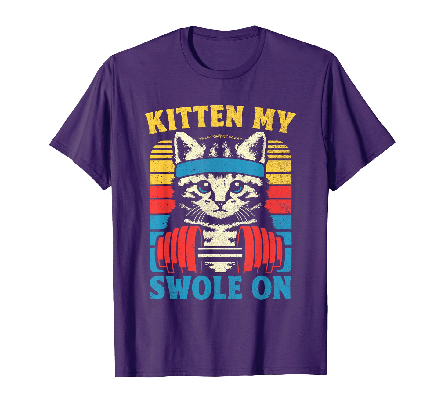 Funny Cat Kitten My Swole On Workout Cat Lover Retro Vintage Men Women T-Shirt